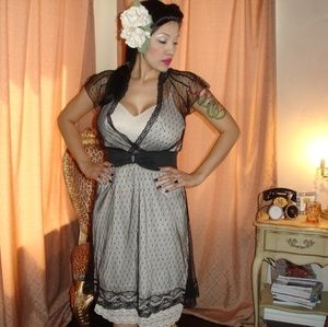 Black Tulle Lace Pinup Rockabilly Glam Dress